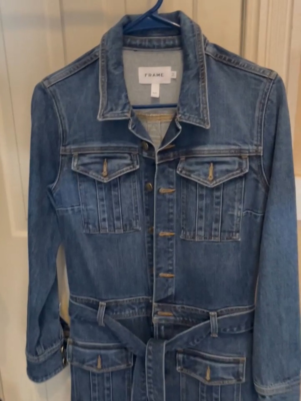 NWOT Frame Denim Blue Cropped Jumpsuit